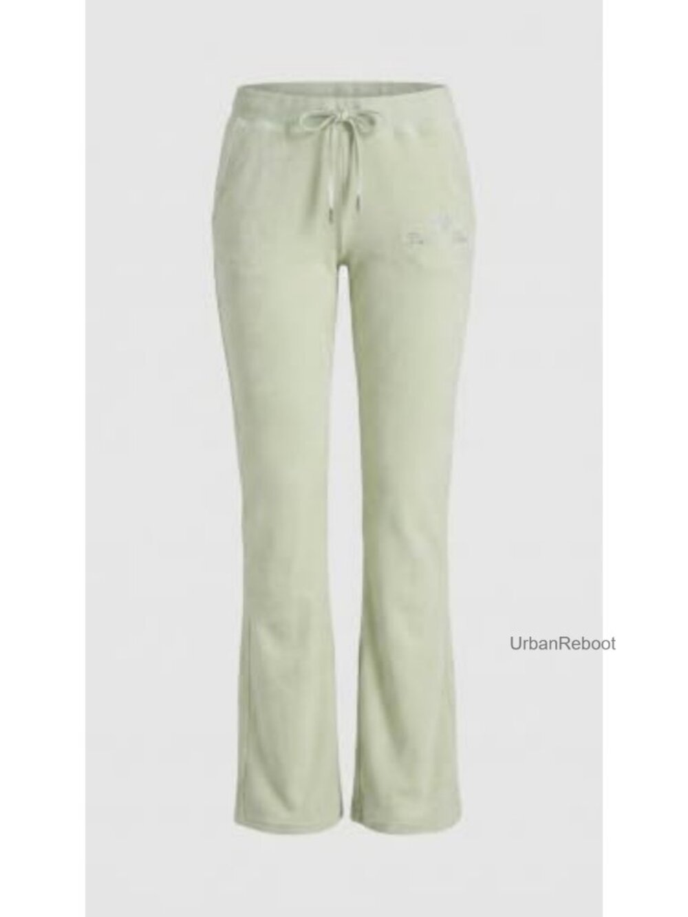 Mid-Weight Stretch Velour Flared Sweatpants Rhinestone Low Rise - Picture 6 of 6
